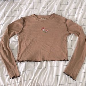 XS, Urban Nation, cropped long sleeved tee, indie aesthetic mushrooms
